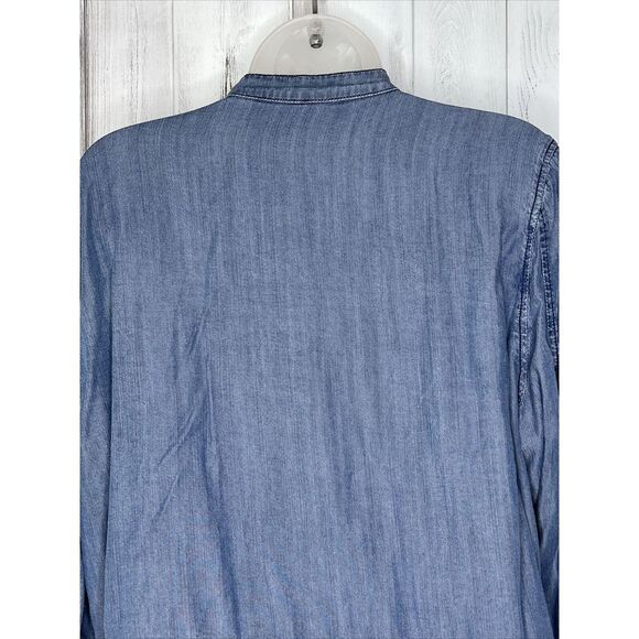 SUNDAY BLUE CHAMBRAY LYOCELL CINCH WAIST FULL ZIP LIGHTWEIGHT UTILITY JACKET XL - Picture 7 of 15